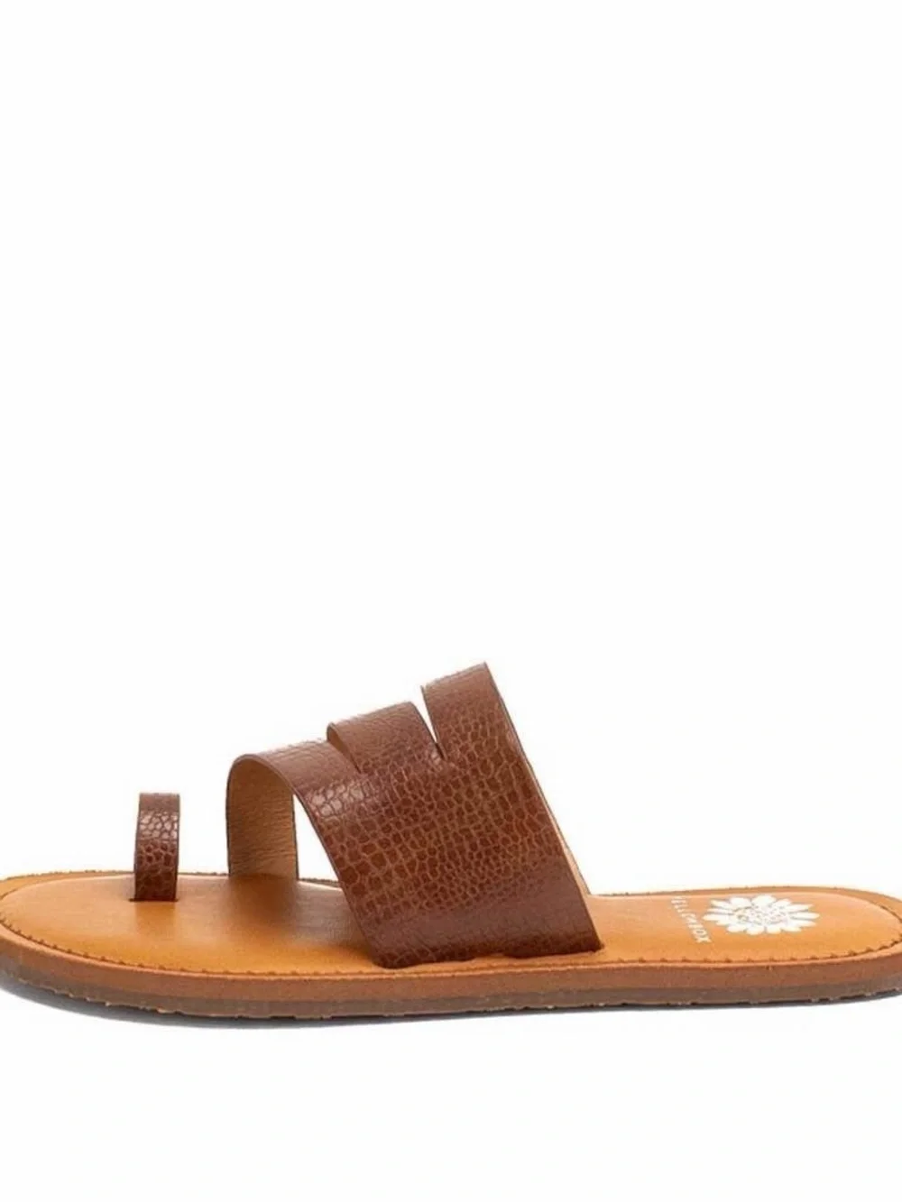 Yellow Box Cognac Brown Leather Triple-Strap Slide - Picture 2 of 4
